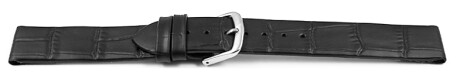 Uhrenarmband für feste Stege - Kroko Prägung - schwarz - 16mm Stahl