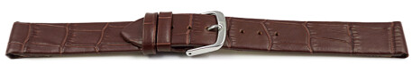 Uhrenarmband für feste Stege - Kroko Prägung - braun - 8mm Gold