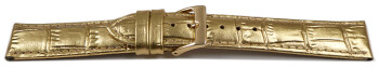 Uhrenarmband gepolstert Kroko Prägung Gold 14mm Gold