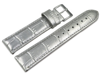 Uhrenarmband gepolstert Kroko Prägung Silber 16mm Gold