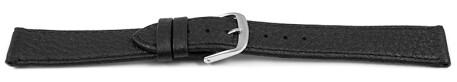 Uhrenarmband Hirschleder - genarbt - schwarz - 12mm Stahl