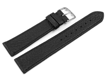 Uhrenarmband Hirschleder - genarbt - schwarz - 16mm Stahl