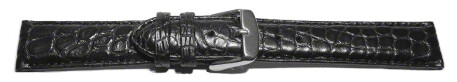 Uhrenarmband echt Kroko - schwarz 18mm Stahl