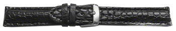 Uhrenarmband stark gepolstert echt Alligator schwarz 20mm Stahl