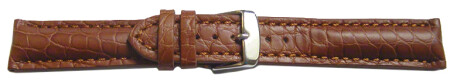 Uhrenarmband stark gepolstert echt Alligator hellbraun 20mm Gold