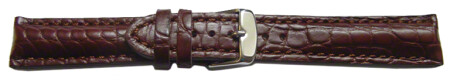 Uhrenarmband stark gepolstert echt Alligator dunkelbraun (rotbraun) 18mm Stahl