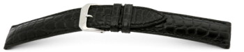 Uhrenarmband - echt Alligator - art manuel - schwarz 20mm Stahl