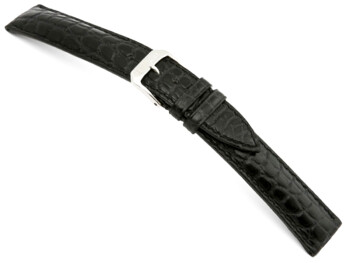 Uhrenarmband - echt Alligator - art manuel - schwarz 22mm Stahl