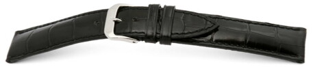 Uhrenarmband - echt Louisiana Kroko - matt - schwarz 18mm Stahl
