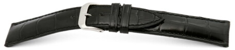 Uhrenarmband - echt Louisiana Kroko - matt - schwarz 22mm Stahl