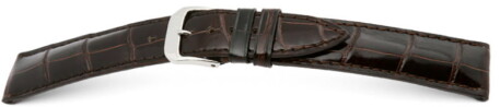Uhrenarmband - echt Louisiana Kroko - matt - dunkelbraun 18mm Stahl
