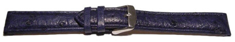Dorn - Uhrenarmband - echt Strauss - dunkelblau 20mm Stahl