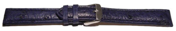 Dorn - Uhrenarmband - echt Strauss - dunkelblau 20mm Stahl