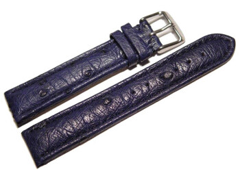 Dorn - Uhrenarmband - echt Strauss - dunkelblau 24mm Stahl