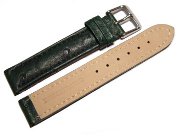 Dorn - Uhrenarmband - echt Strauss - dunkelgrün 18mm Stahl