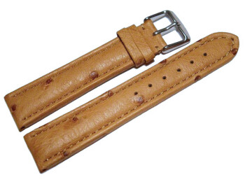 Dorn - Uhrenarmband - echt Strauss - natur 24mm Stahl
