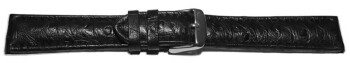 Dorn - Uhrenarmband - echt Strauss - schwarz 22mm Stahl
