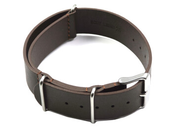 Uhrenarmband - echtes Leder - Nato - dunkelbraun 22mm