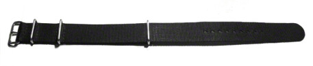 Uhrenarmband - Nylon - Nato - schwarz 20mm