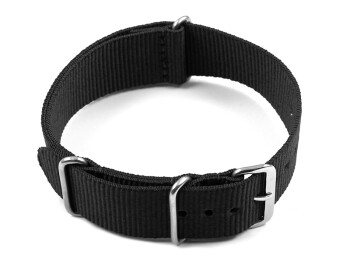 Uhrenarmband - Nylon - Nato - schwarz 20mm