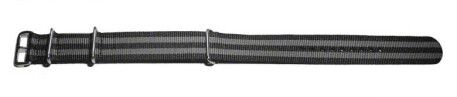 Uhrenarmband - Nylon - Nato - schwarz-grau gestreift 18mm