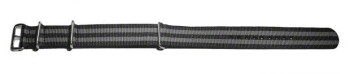 Uhrenarmband - Nylon - Nato - schwarz-grau gestreift 20mm