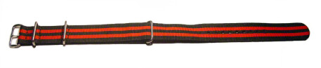 Uhrenarmband - Nylon - Nato - schwarz-rot - gestreift 24mm
