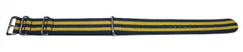 Uhrenarmband - Nylon - Nato - blau-gelb - gestreift 18mm