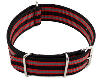 Uhrenarmband - Nylon - Nato - schwarz-rot-grau 18mm