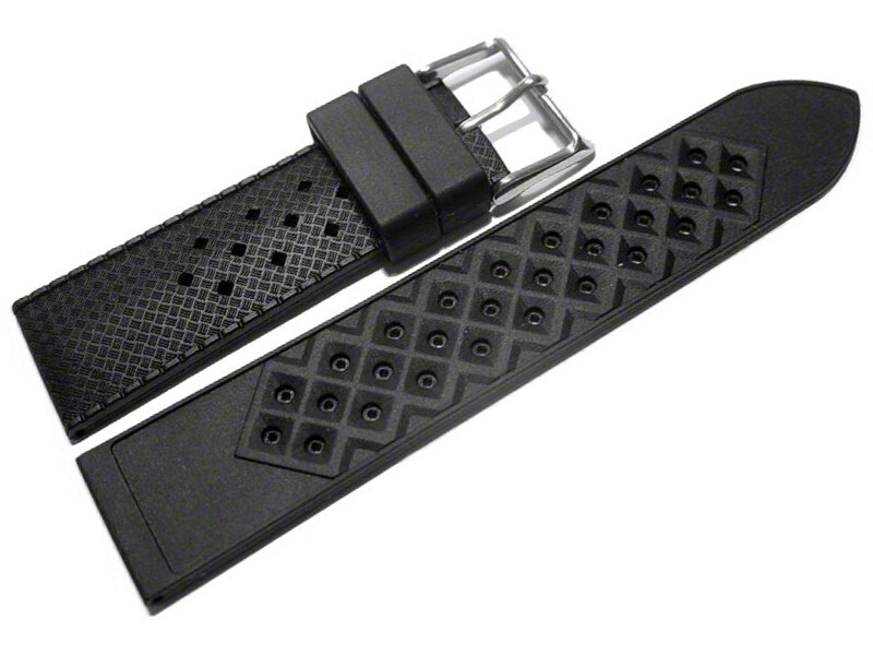 BOMBFROG Silikonarmband Für Taucheruhren – 22 Mm, Schwarz, Mit Edelstahl-Dornenschließe