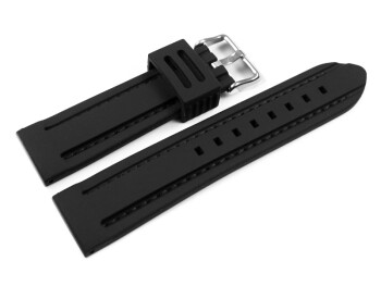 Dorn - Uhrenarmband Silikon - schwarz - schwarze Naht 20mm
