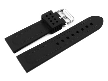 Dorn - Uhrenarmband Silikon - schwarz - schwarze Naht 24mm