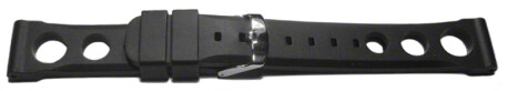 Uhrenarmband Silikon - extra stark - gelocht - schwarz 20mm
