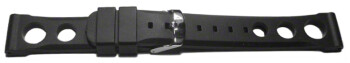 Uhrenarmband Silikon - extra stark - gelocht - schwarz 24mm