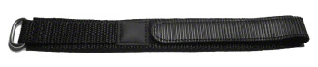 Klettverschluss - Uhrenarmband - Nylon - schwarz 20mm