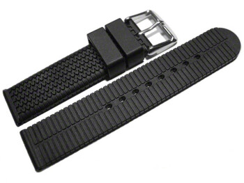 Uhrenarmband Silikon Struktur schwarz 20mm Stahl