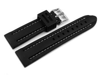 Dorn - Uhrenarmband Silikon - schwarz - weiße Naht 20mm