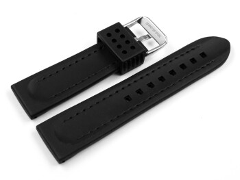 Dorn - Uhrenarmband Silikon - schwarz - weiße Naht 20mm