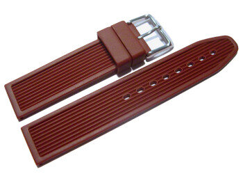 Uhrenarmband Silikon Rillen Bordeaux 22mm Stahl