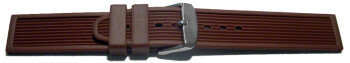 Uhrenarmband Silikon Rillen braun 20mm Gold