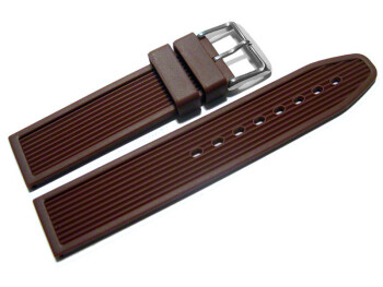 Uhrenarmband Silikon Rillen braun 20mm Gold