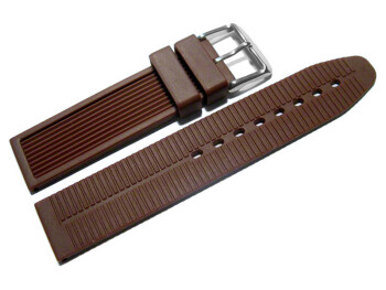 Uhrenarmband Silikon Rillen braun 20mm Gold