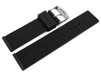 Uhrenband Silikon Glatt schwarz 16mm Gold