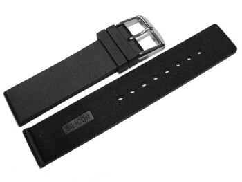 Uhrenband Silikon Glatt schwarz 22mm Stahl