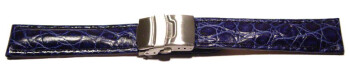 Faltschließe - Uhrenarmband - Leder - African - blau 24mm Stahl