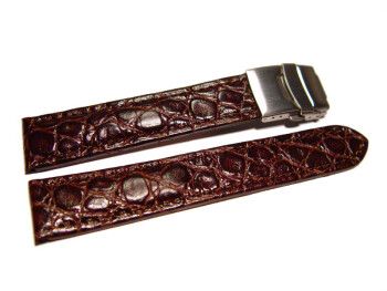 Faltschließe - Uhrenarmband - Leder - African - dunkelbraun 20mm Stahl