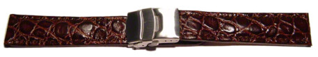 Faltschließe - Uhrenarmband - Leder - African - dunkelbraun 22mm Stahl