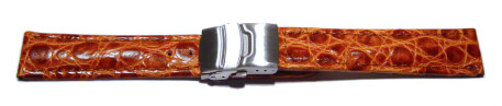 Faltschließe - Uhrenarmband - Leder - African - hellbraun 20mm Stahl