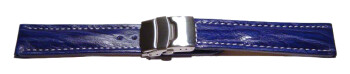 Faltschließe - Uhrenarmband - Bark - blau 24mm Stahl