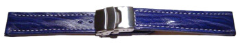 Faltschließe - Uhrenarmband - Bark - blau 24mm Stahl